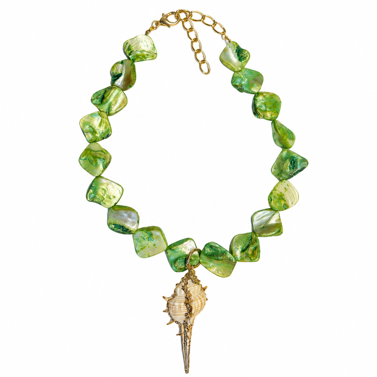Collar verde dije caracol – Fahoma, bijouterie en Uruguay