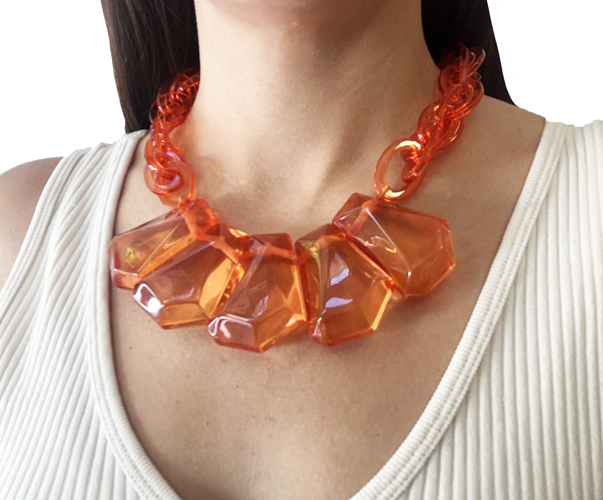 Collar translúcido naranja, vista 3 – Fahoma