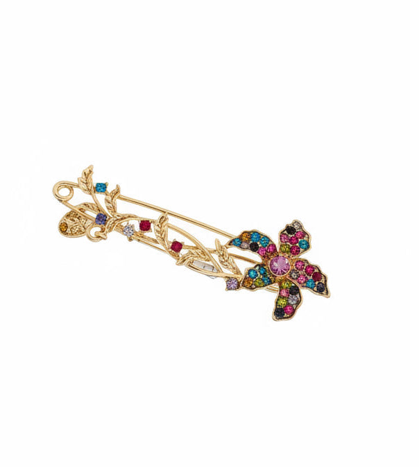 Broche flor alargada multicolor – Fahoma, bijouterie en Uruguay