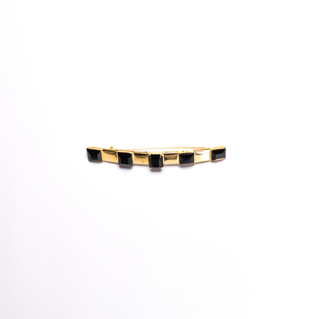 Broche rectángulo dorado y negro – Fahoma, bijouterie en Uruguay
