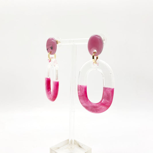 Caravanas fucsia y transparente, vista 2 – Fahoma